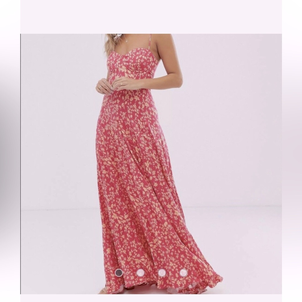 Free People BOHO Under The Moonlight Pink Floral Maxi Dress sz 4 price firm!